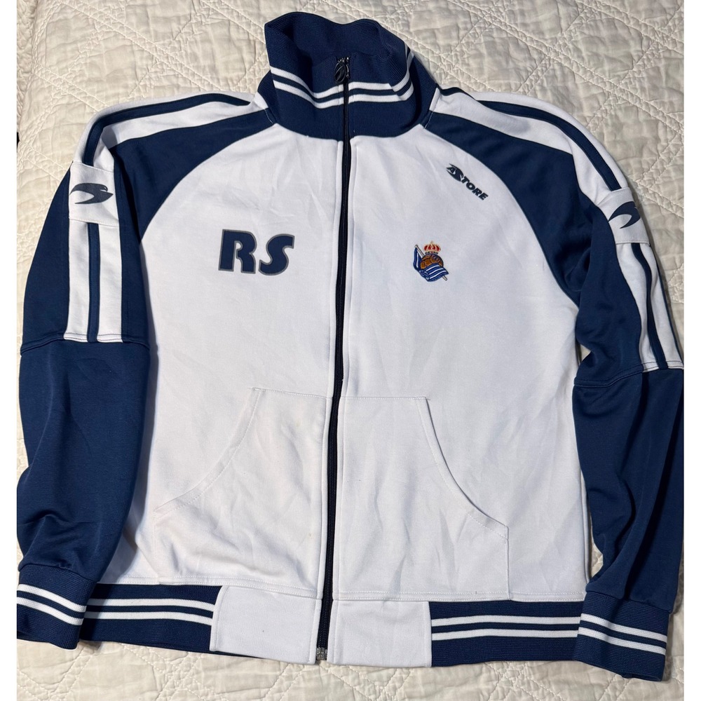 Astore Real Sociedad Track Jacket Mens Medium White Navy Blue Full Zip Soccer